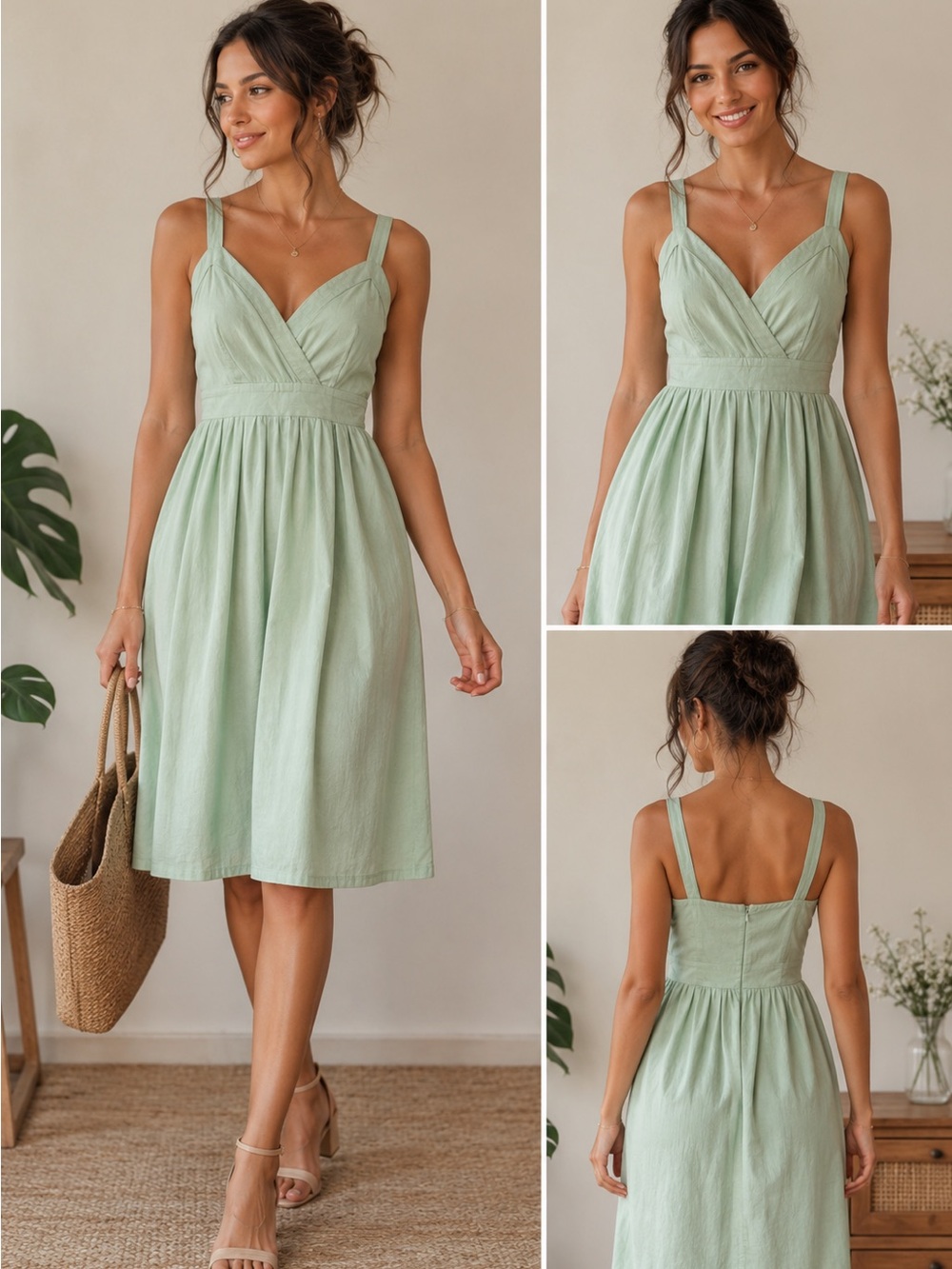Merona Mint Green Sleeveless Empire Waist Dress Women's XS Casual Midi